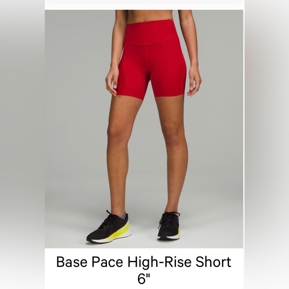 Red Lululemon Bace pace high-rise biker shorts 6 inches